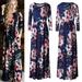 Women Floral Dress Long Sleeves Round Neck Elastic Waist Long Dress for Summer New