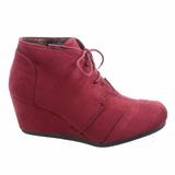 Patricia-1 Women's Casual Oxford Ankle Booties Lace up Low Wedge Shoes