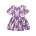 Puloru Baby Cute Summer Skirt Polka Dot Rabbit Printed Short-Sleeves Dress