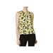 Nine West Womens Lemon-Print V-Neck Shell Yellow XS