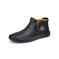 UKAP Men Leather Casual Boots Moccasins Ankle Zipper Shoes Boots Loafer