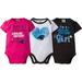 NFL Carolina Panthers Baby Girls Short Sleeve Bodysuit Set, 3-Pack