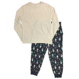 Mens 2pc Penguin Pajamas Sleep Set Flannel Lounge Pants & Long T-Shirt