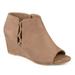 Journee Collection Cut-Out Open Toe Women's Wedge Heels Taupe