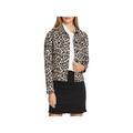 Vince Camuto Womens Denim Leopard-Print Denim Jacket