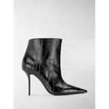 SAINT LAURENT Pierre booties Black Croco Leather High Heel Pointed Dress Boots