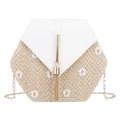 Winnereco Vintage Women Lace Daisy Straw Woven Chain Shoulder Bag Small Purse (White)