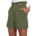 Women Beach Lounge Pants Drawstring High Waist Cotton and Linen Beach Hot Pants Shorts Pocket Summer Loose Casual Short Mini Trousers