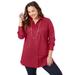 Jessica London Women's Plus Size Poplin Tunic Long Button Down Shirt