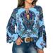 Avamo Ladies Plus Size V-Neck Loose Women Tops Hollow Irregular Long Sleeve Floral Crop Tops Long Sleeve Work Office Blouses for Women Ladies