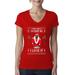 Santas Favorite Ho Xmas Ye I Love It Ugly Christmas Sweater Womens Junior Fit V-Neck Tee, Red, Large