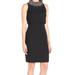 Aidan Mattox NEW Black Women 0 Bead-Trim Mock-Neck Popover Sheath Dress