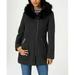 NEW Maralyn & Me Women Faux-Fur Hooded Jacket Coat Black Pockets Jacket Size XL