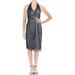 Vera Wang Womens Metallic Halter Cocktail Dress