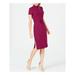 ULTRA FLIRT Womens Burgundy Belted Short Sleeve Turtle Neck Midi Sheath Wear To Work Dress Size XS