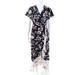 French Connection Womens Short Sleeve V-Neck Floral Maxi Dress Black Size 6