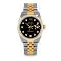 Pre Owned Rolex Datejust 16013 w/ Black Diamond Dial 36mm Men's Watch (Warranty Included)