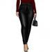 Women's Ladies High Waisted Leggings PU Leather Pants Stretchy Skinny Pencil Trousers BlackWomen's Ladies High Waisted Leggings PU Leather Pants Stretchy Skinny Pencil Trousers Black Red