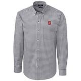 NC State Wolfpack Cutter & Buck Big & Tall Stretch Gingham Long Sleeve Button Down Shirt - Charcoal
