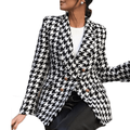 GMBEAUTY 2020 Fashion Women Tweed Jackets Autumn Vintage Thick Plaid Coats Girls Chic Coats