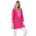 Woman Within Women's Plus Size Embroidered Knit Tunic