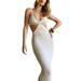 Listebwind Womens Sexy Cut Out Dress Casual Summer Beach Long Dresses Spaghetti Strap Backless Club Party Bodycon Maxi Dress