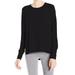 Womens Activewear Top Solid Knit Crewneck High Low XS