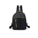 Feamle Zipper Black Nylon Backpack, Monochrome Travel School Shoulder Bags