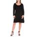 24seven Comfort Apparel Classic Long Sleeve Plus Size Flared Mini Dress, P011610, Made in USA