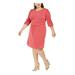 MONTEAU Womens Pink Bell Sleeve Scoop Neck Knee Length Fit + Flare Dress Size 1X