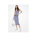 MICHAEL KORS Womens Blue Striped Midi Pencil Skirt Size L