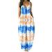 Eyicmarn Women V-Neck Maxi Dress Sleeveless Halter One-Piece Spaghetti Strap Plus Size Gradient Sundress