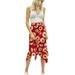 Suefunskry Women Boho Wrap Midi Skirt High Waisted Ruffle Long Skirt Casual Floral A-Line Skirts