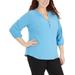 Women's Plus Size 3/4 Sleeve Mandarin Collar Top