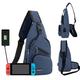 TSV Travel Bag for Nintendo Switch/Switch Lite, Waterproof Canvas Crossbody Shoulder Sling Bag, Backpack Fits for Console Joy-Cons and Accessories (Black/Gray/Blue)