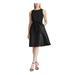 RALPH LAUREN Womens Black Sleeveless Jewel Neck Knee Length Evening Dress Size 14P