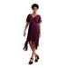 KENSIE Womens Purple Short Sleeve V Neck Midi Sheath Dress Size 2