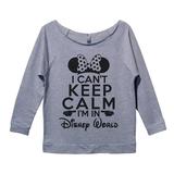 Womens Disney 3/4 Sleeve â€œI Can't Keep Calm I'm In Disney World" Minnie Mouse Sweat Shirt Gift XX-Large, Heather Grey