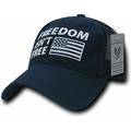 RapDom Freedom Isn't Free Polo Mesh USA Flag Mens Mesh Back Cap [Navy Blue - Adjustable]