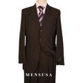 Men's Three Buttons Style Suit Dark Brown Pinstripe Two ~ 2 Buttons Stripe Flat Front Pants Regular Fit Side Vented Super 100'S Wool Feel Poly~Rayon