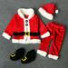 Christmas Santa Claus Baby Girl Boy Infant New Year clothes 4PCS Santa Christmas Tops Pants Hat Socks Outfit Set Costume