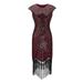 Spftem Plus Size Vintage 1920S Flapper Tassel Great Gatsby Evening Party Cocktail Dress