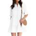 Sexy Dance Summer Casual T Shirt Dress For Women Ruffle Hem Short Sleeve Mini Dress Beach Party Lapel Sundress With Buttons