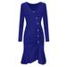 Women's Long Sleeve Button Work Cocktail Party Dress