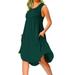 Sexy Dance Pleated Dress For Women Sleeveless Summer Casual Sundress Loose Swing T Shirt Midi Dress With Pockets
