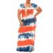 Sexy Dance Women Tie Dye Print Dress Summer Beach Casual Long Dress Short Sleeve Bodycon Maxi Sundress