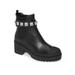Michael Kors Women's Leather Studded Strap Glenn Chelsea boot Black
