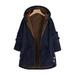 AngelBee Women Warm Solid Color Jacket Long Sleeve Fleece Hoody Pocket Coat (Navy S)