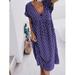 Women's Summer V-neck Loose Casual Printing Short-sleeved Long Dress