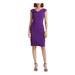 RALPH LAUREN Womens Purple Solid Cap Sleeve Cowl Neck Knee Length Body Con Evening Dress Size 12